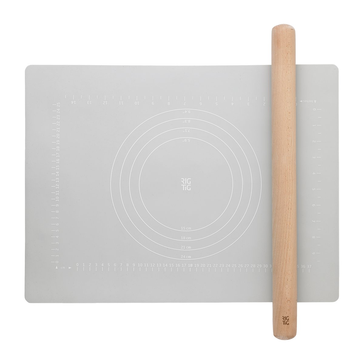 RIG-TIG BAKE-IT rolling pin and baking sheet Light grey