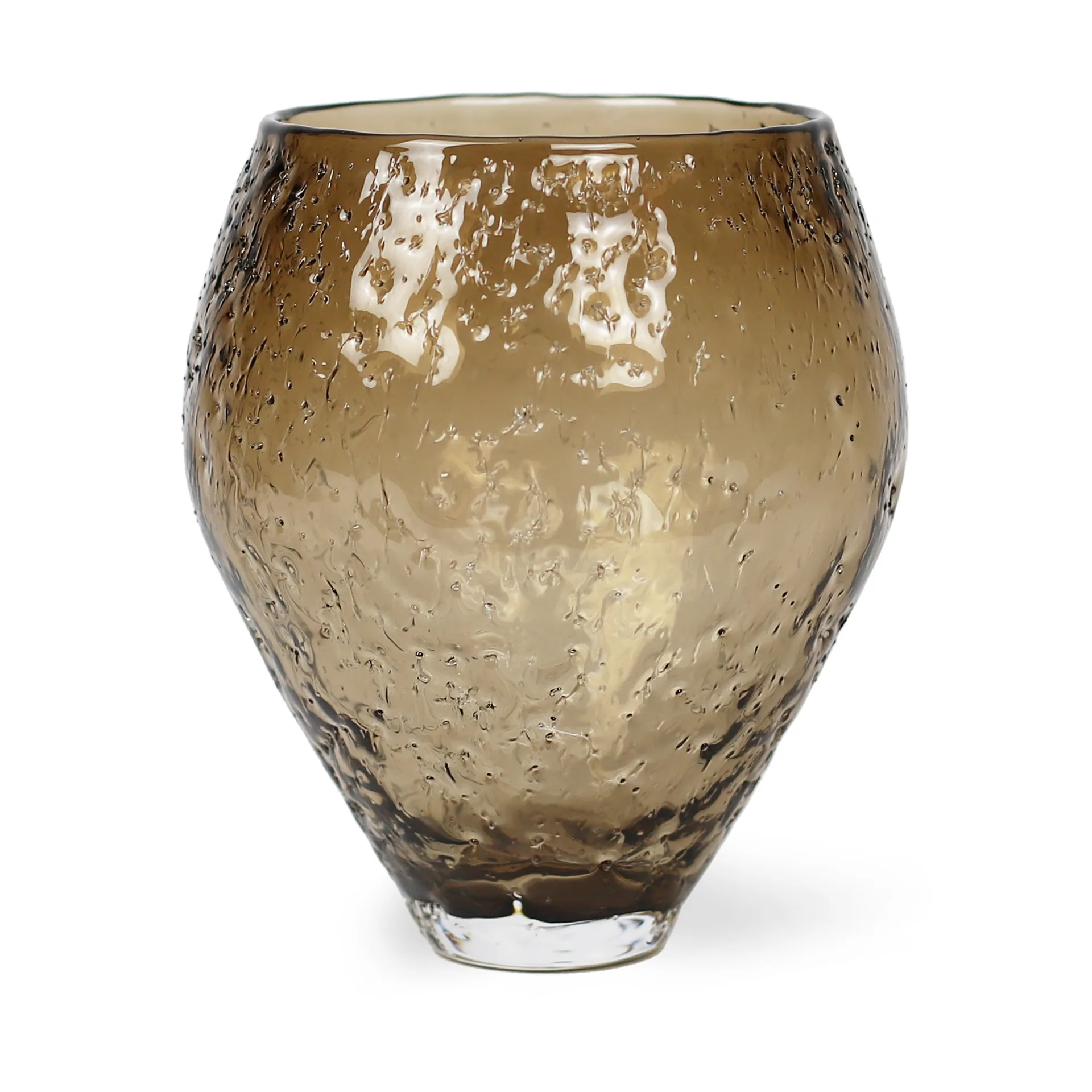 Crushed glass vase medium, Sepia brown Ro Collection