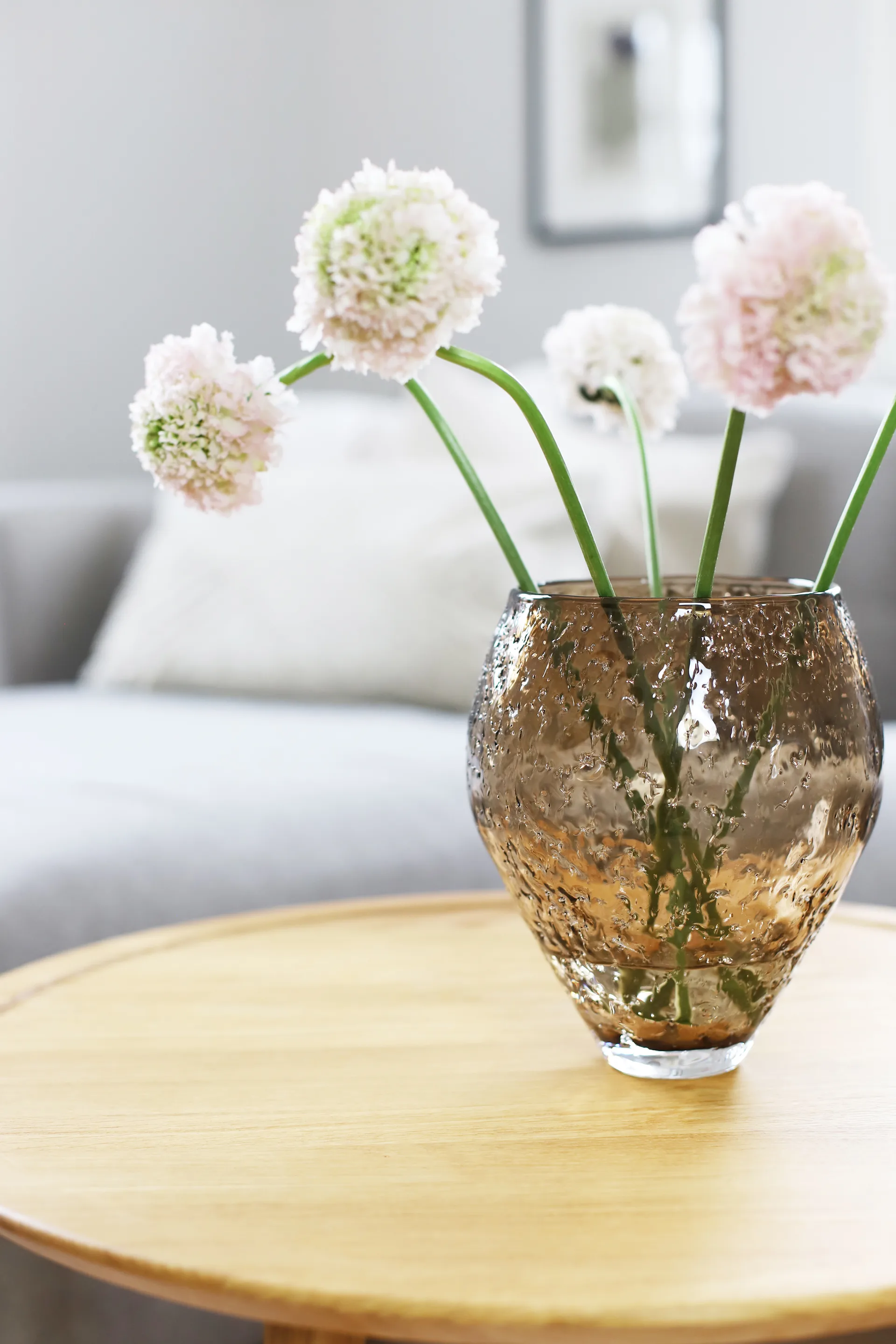 Crushed glass vase medium, Sepia brown Ro Collection