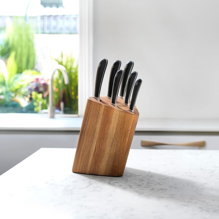 Signature Prism Oak knife block set 7 pieces - oak - Robert Welch