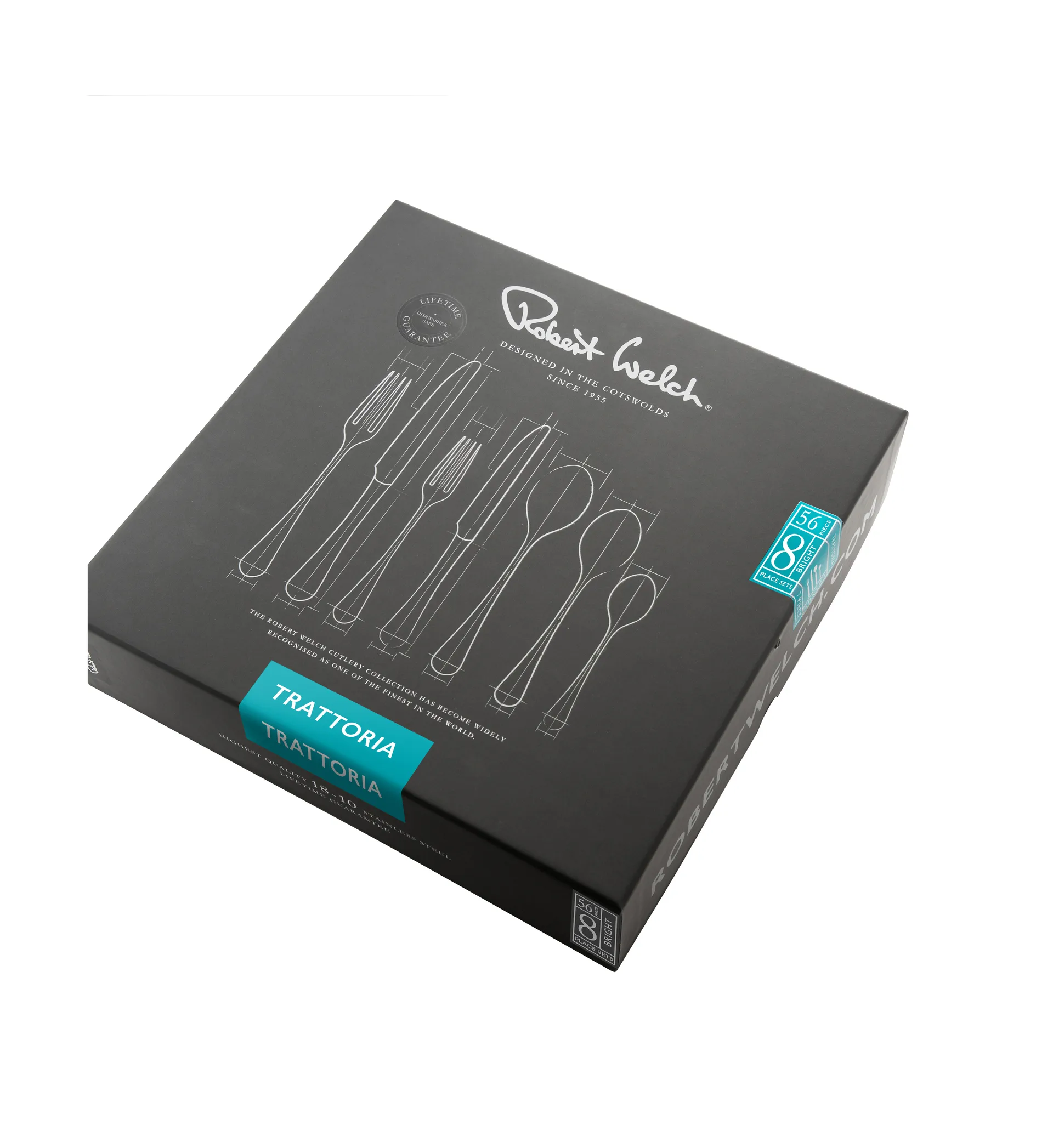 Trattoria cutlery set 56 pieces, Black Robert Welch