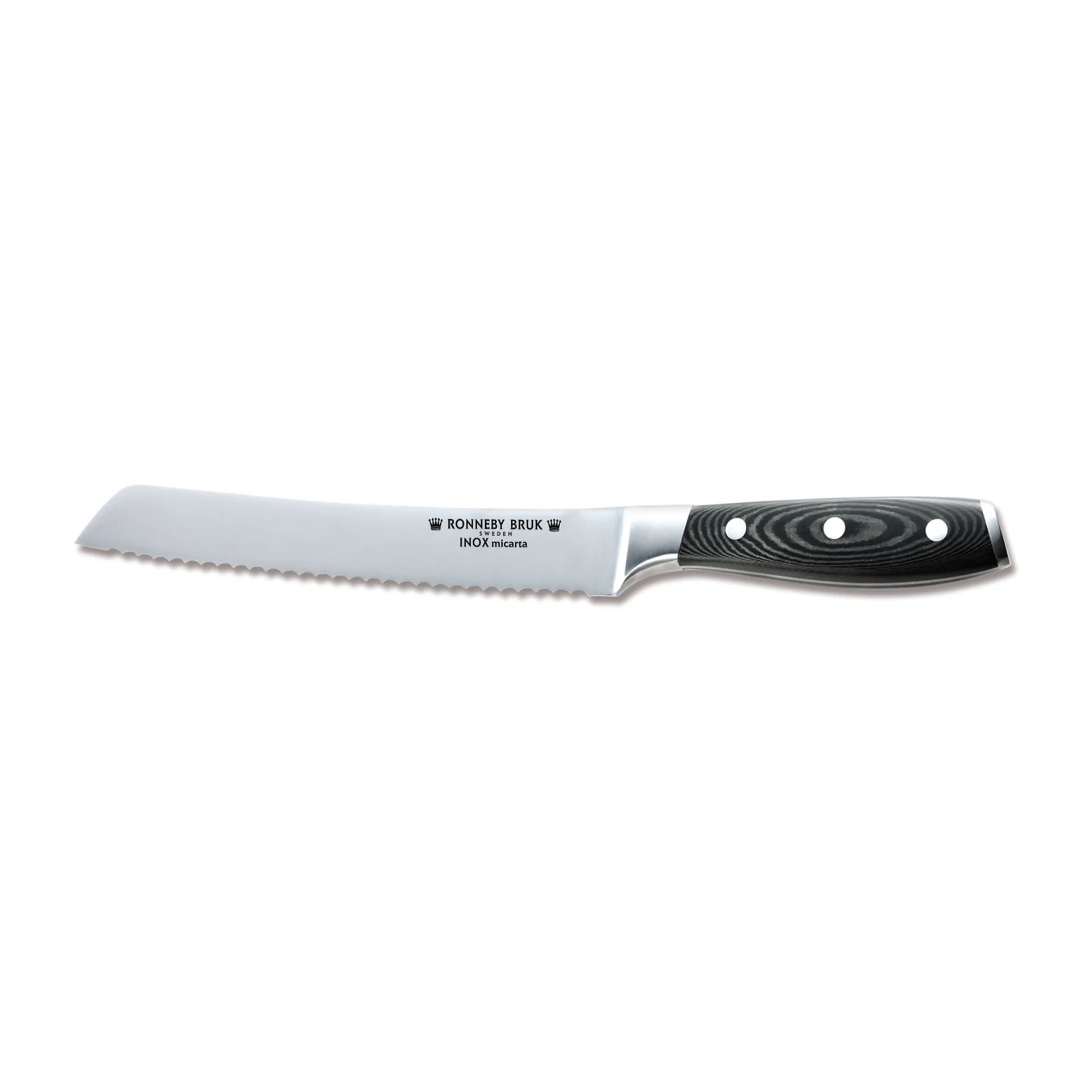 Inox bread knife 20 cm, Stainless steel-Micarta Ronneby Bruk