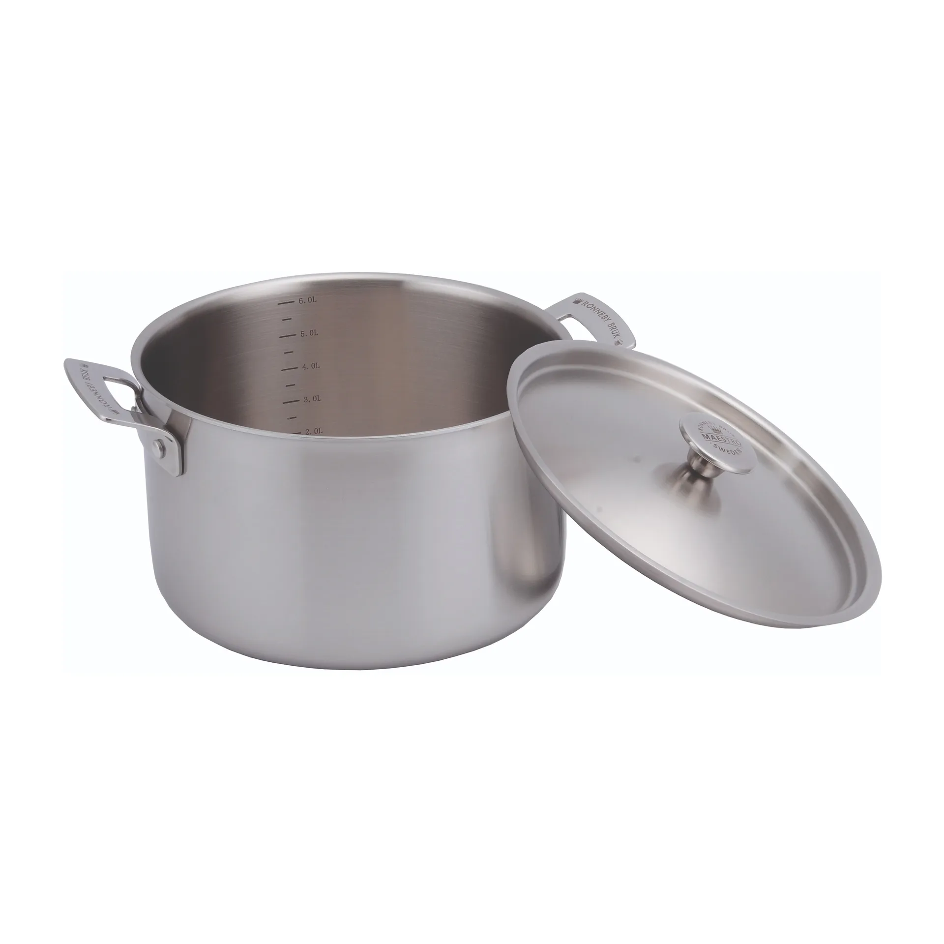 Inox casserole stainless steel sauce pan lid, 6 l Ronneby Bruk