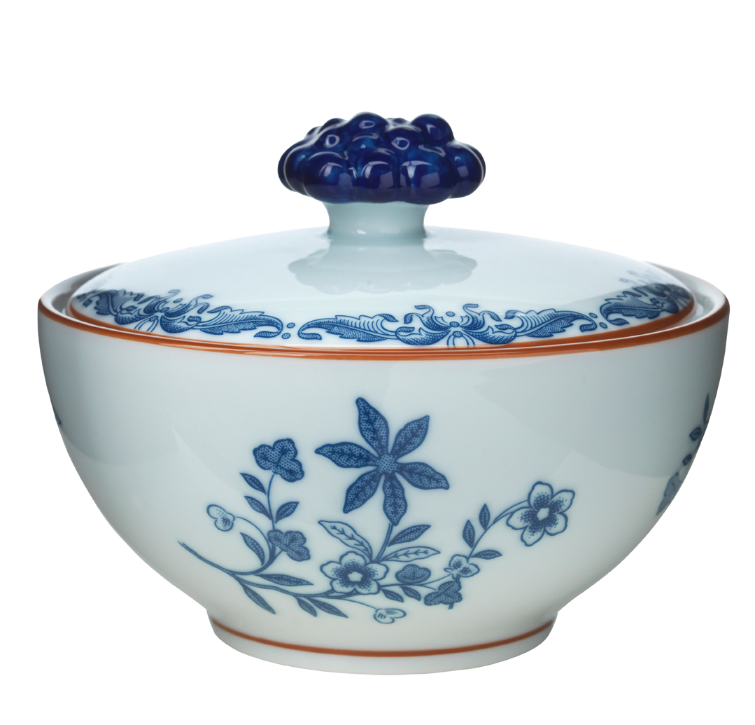 Rörstrand Ostindia bowl with lid 35 cl gift wrap Blue-white