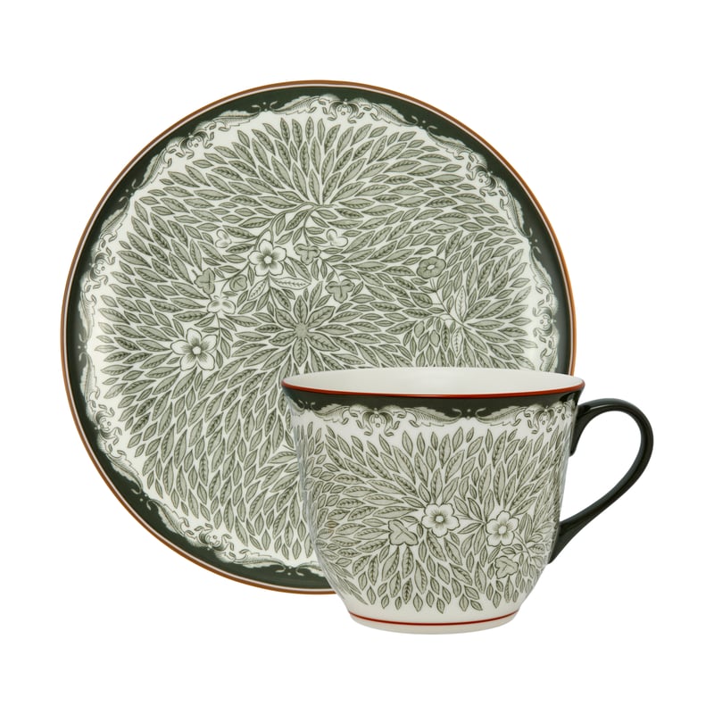Rörstrand Ostindia Floris mug 40 cl and plate Ø20 cm Green
