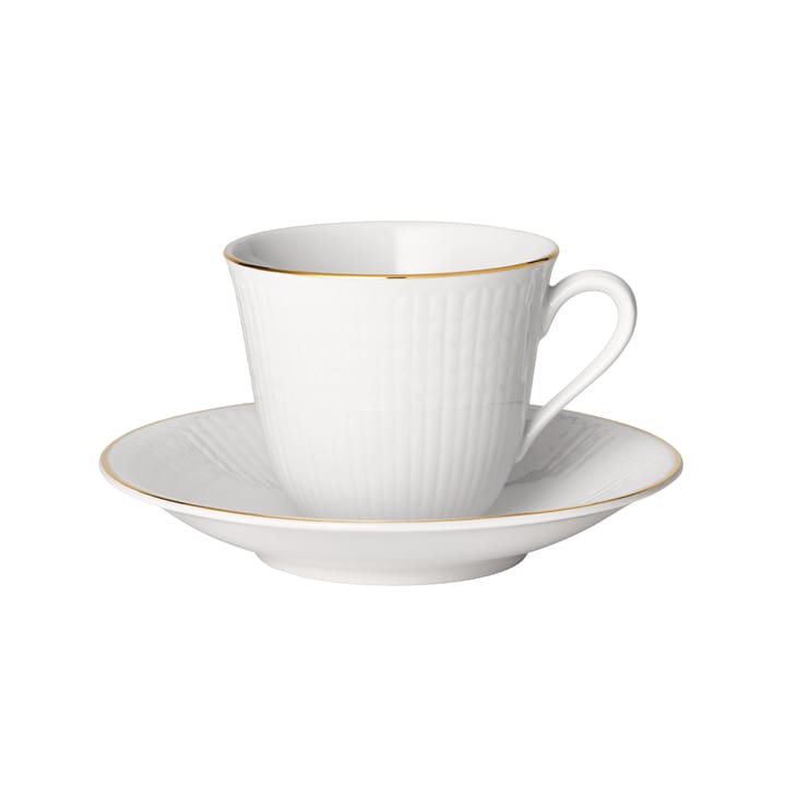 Swedish Grace Gala coffee cup with saucer - white - Rörstrand
