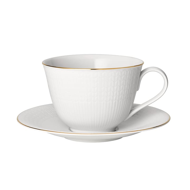 Swedish Grace Gala teacup with saucer - white - Rörstrand