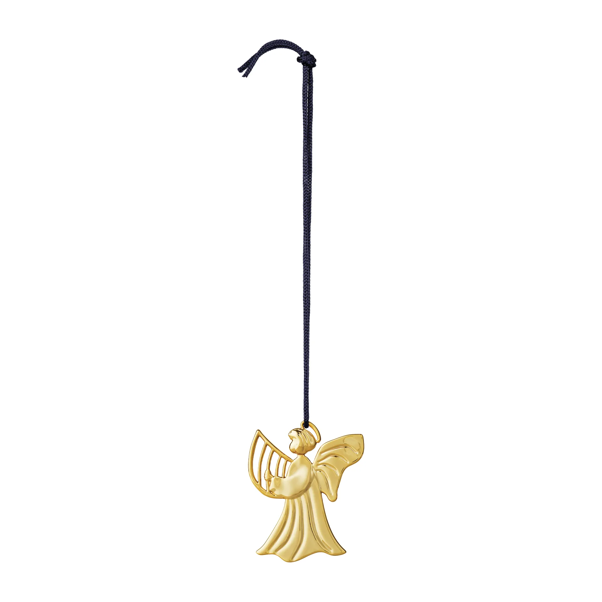 Karen Blixen angel with harp hanging Christmas decoration 7 cm, Gilded Rosendahl
