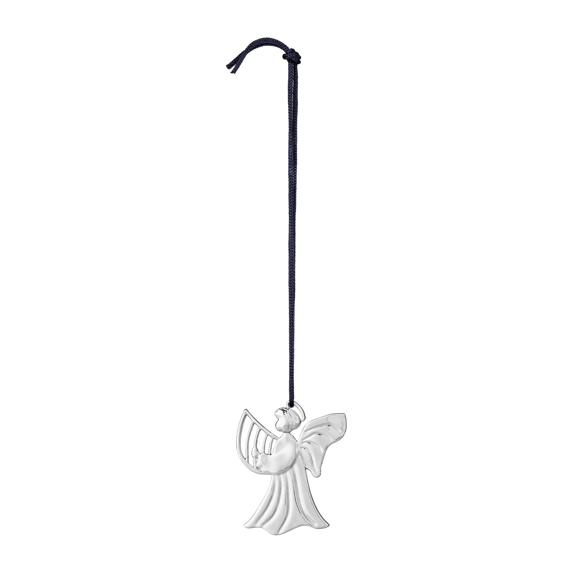 Karen Blixen angel with harp hanging Christmas decoration 7 cm, Silver plated Rosendahl