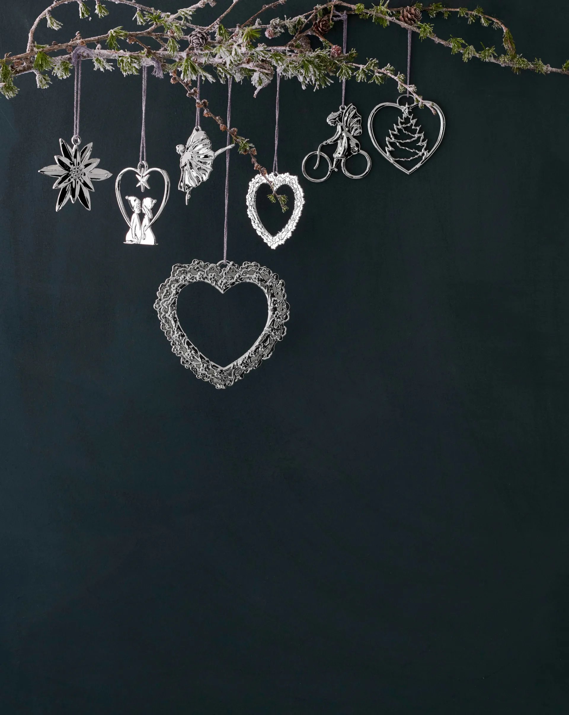 Karen Blixen Christmas decoration Flower heart, Silver Rosendahl