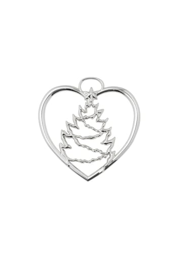 Karen Blixen Christmas decoration Heart with Christmas tree - Silver - Rosendahl