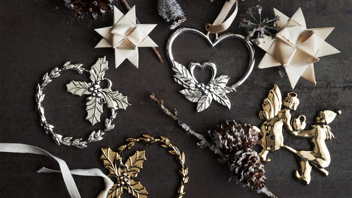 Karen Blixen double heart hanging Christmas decoration - Silver plated - Rosendahl