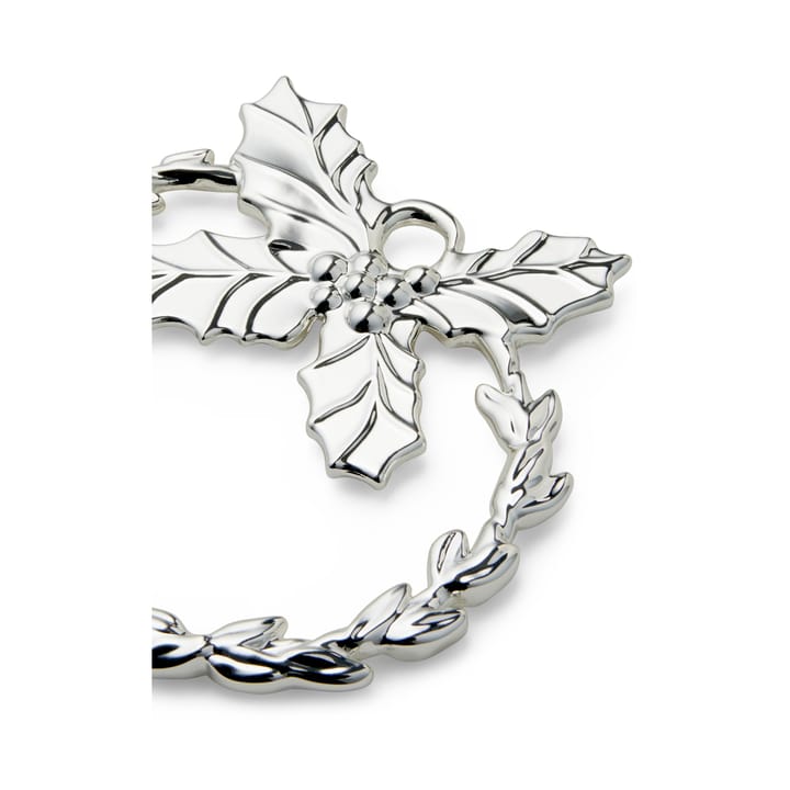 Karen Blixen Holly hanging Christmas decoration, Silver plated Rosendahl