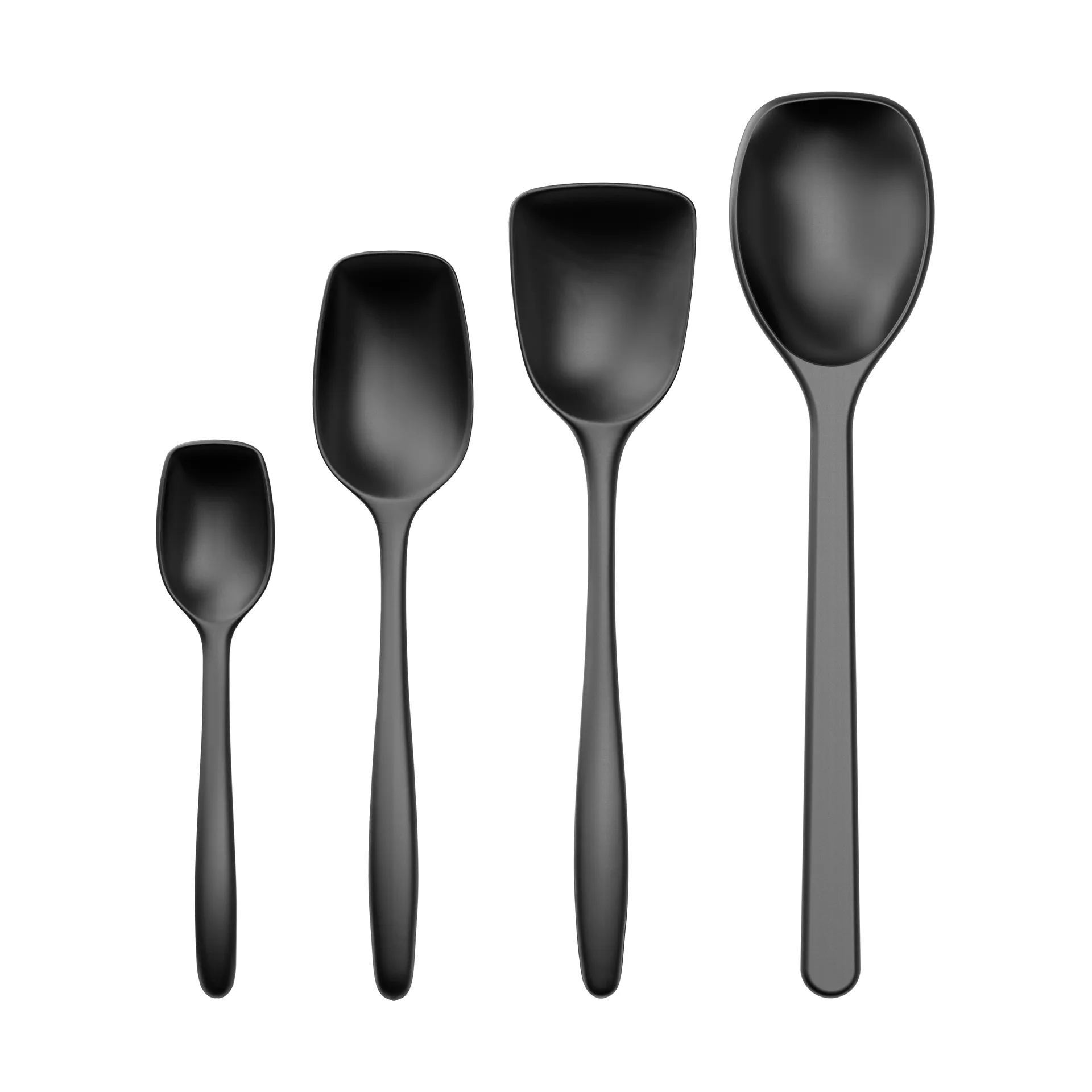 Classic cooking spoon set 4 pieces, Black Rosti