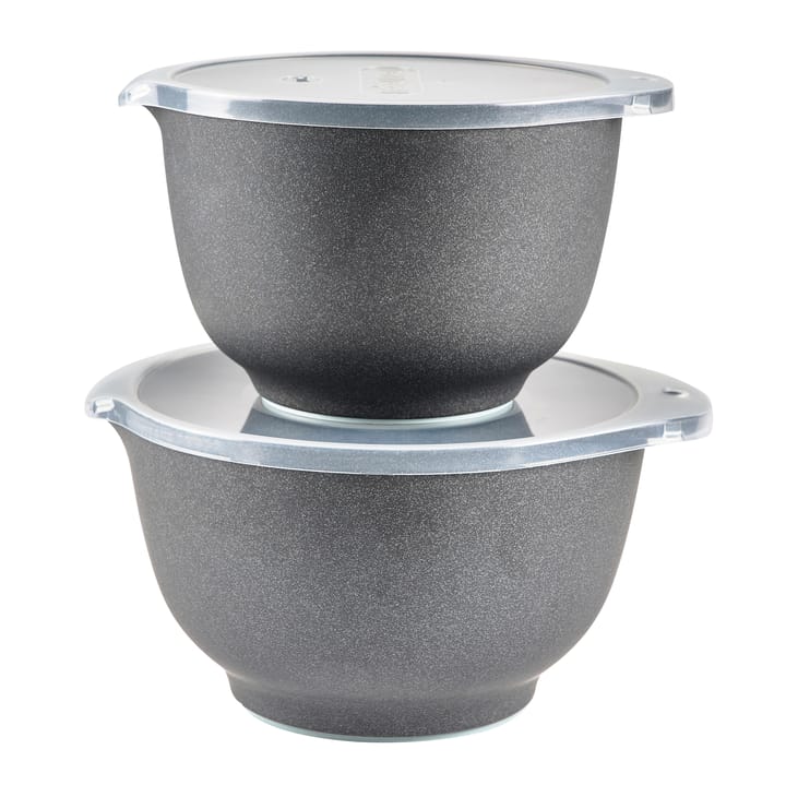 Margrethe bowl set with lid matte 2-pack - pebble black - Rosti