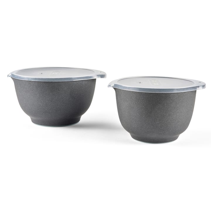 Margrethe bowl set with lid matte 2-pack - pebble black - Rosti