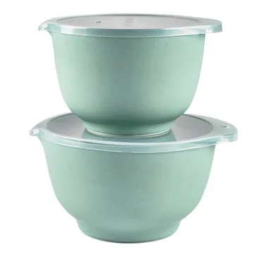 Margrethe bowl set with lid matte 2-pack - pebble green - Rosti
