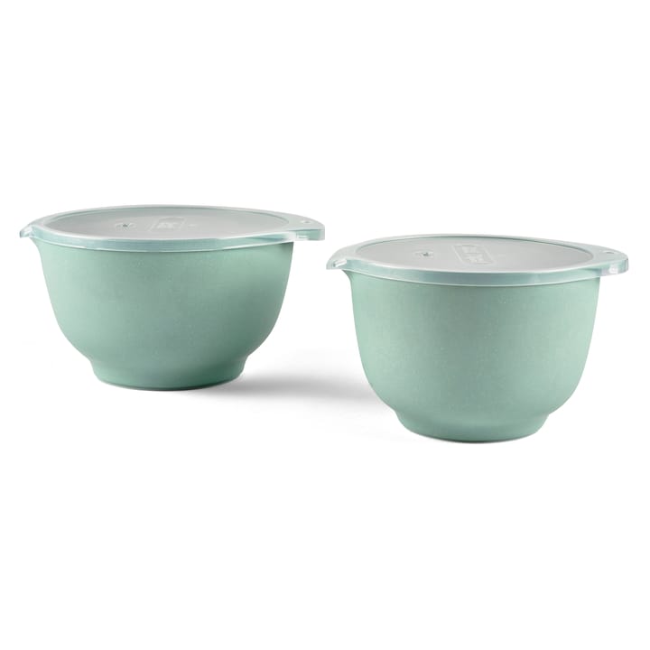 Margrethe bowl set with lid matte 2-pack - pebble green - Rosti