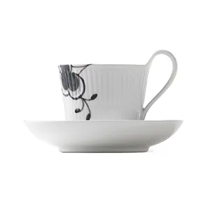 Royal Copenhagen Black Fluted mega cup with saucer 2 25 cl-high handle