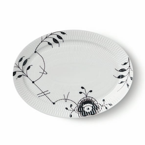 Black Fluted mega oval dish - 28 cm - Royal Copenhagen