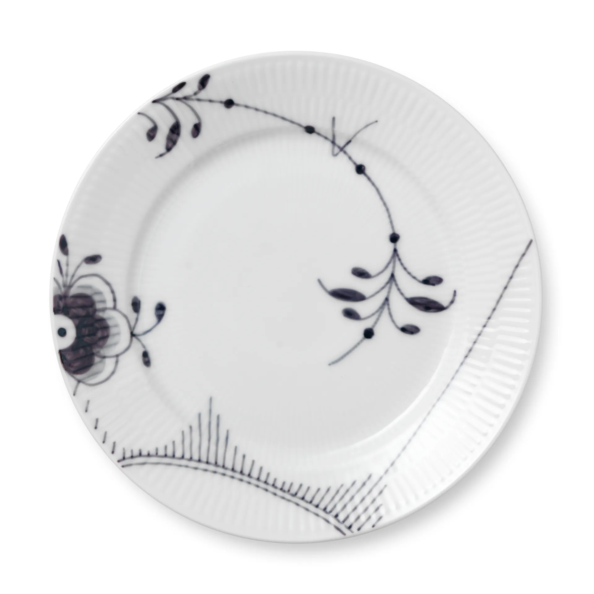 Black Fluted mega plate 1, Ø 22 cm Royal Copenhagen