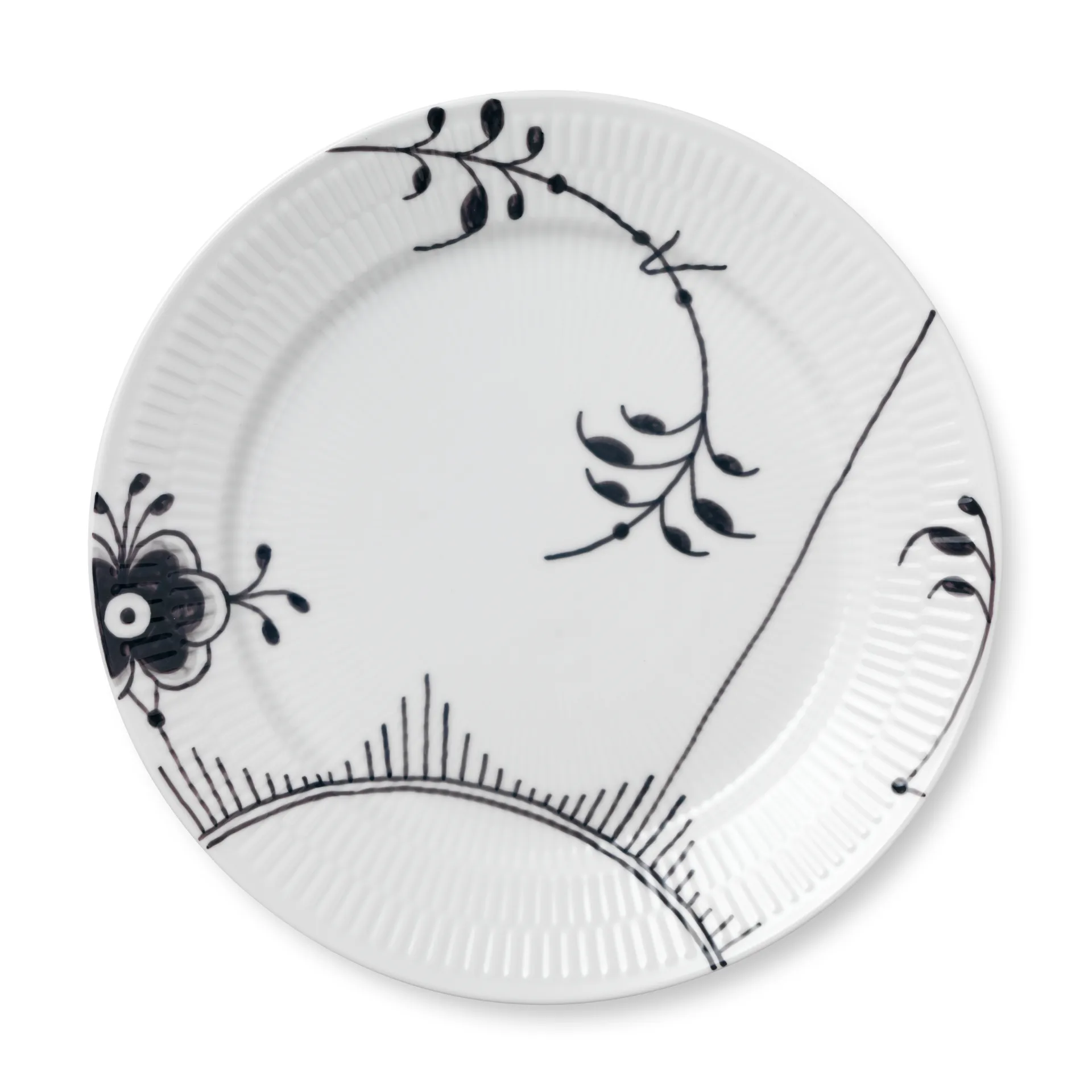 Black Fluted mega plate 1, Ø 27 cm Royal Copenhagen