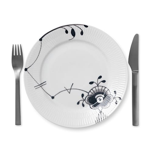 Black Fluted mega plate 6, Ø 22 cm Royal Copenhagen