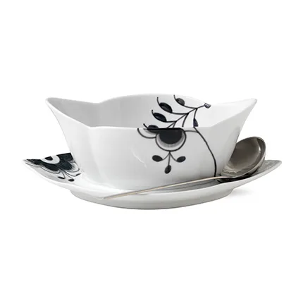 Black Fluted mega sauce bowl with saucer, 55 cl Royal Copenhagen