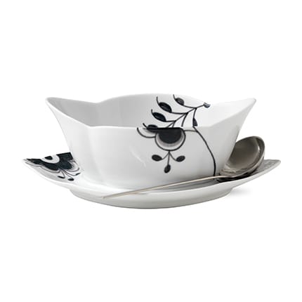 Black Fluted mega sauce bowl with saucer - 55 cl - Royal Copenhagen