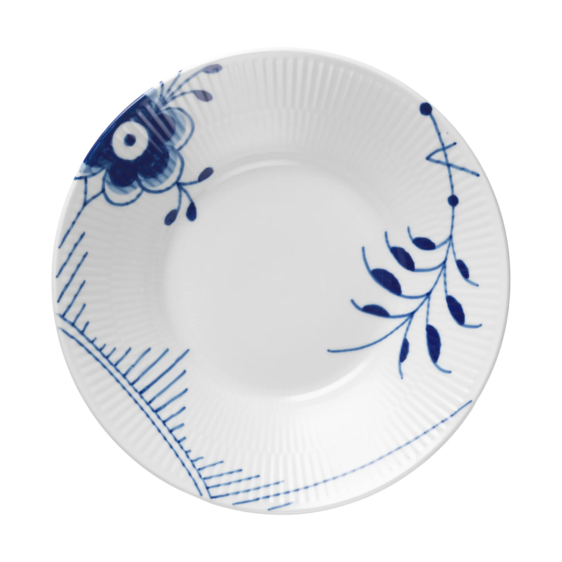 Blue Fluted Mega deep plate Ø21 cm, White-blue Royal Copenhagen
