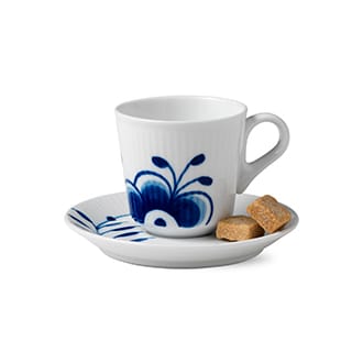 Blue Fluted Mega espresso cup with saucer, 9 cl Royal Copenhagen