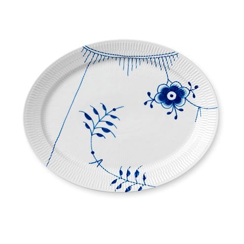 Blue Fluted Mega oval dish, Ø 33 cm Royal Copenhagen