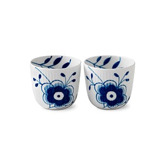 Blue Fluted Mega tealight holder 2-pack - 6 cm - Royal Copenhagen