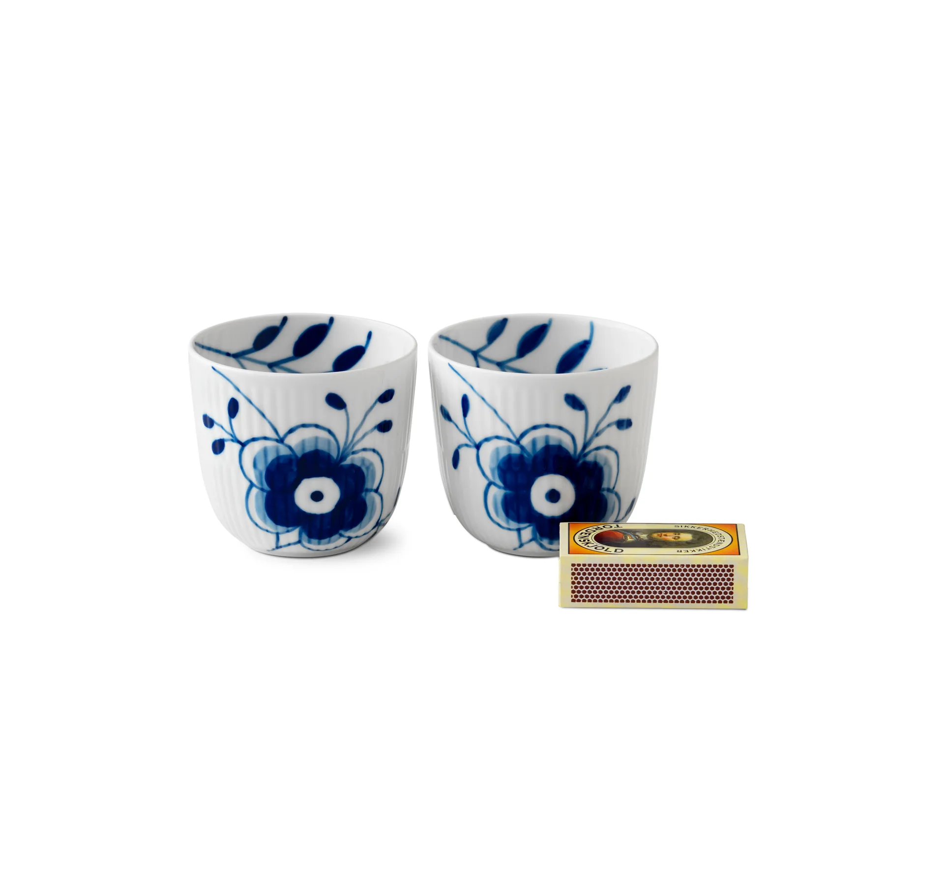 Blue Fluted Mega tealight holder 2-pack, 6 cm Royal Copenhagen