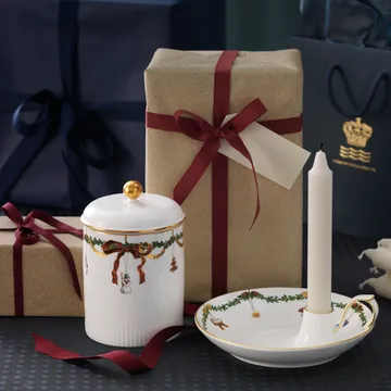 Star Fluted Christmas anniversary jar with lid - white - Royal Copenhagen