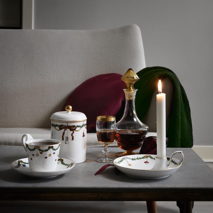 Star Fluted Christmas candle holder, white Royal Copenhagen