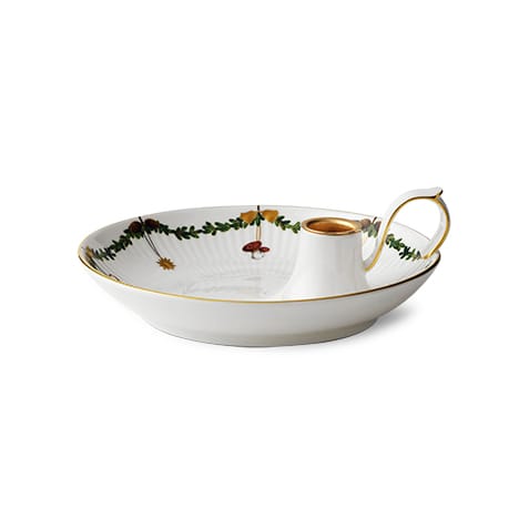 Star Fluted Christmas candle holder, white Royal Copenhagen