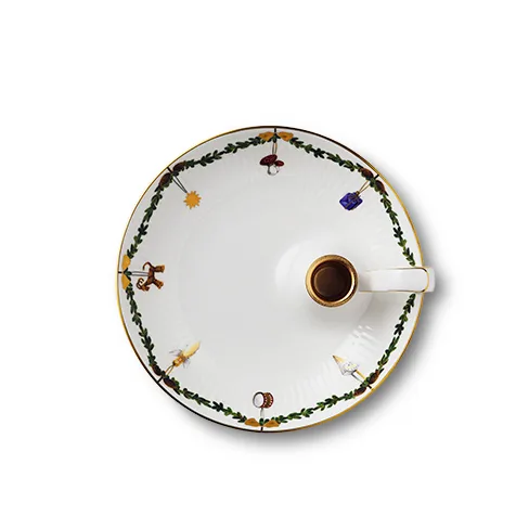 Star Fluted Christmas candle holder, white Royal Copenhagen