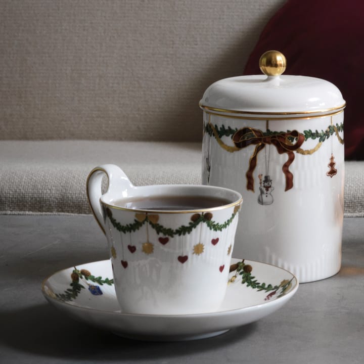 Star Fluted Christmas cup and saucer, 24 cl - high handle Royal Copenhagen