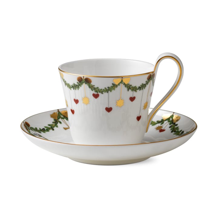 Star Fluted Christmas cup and saucer, 24 cl - high handle Royal Copenhagen