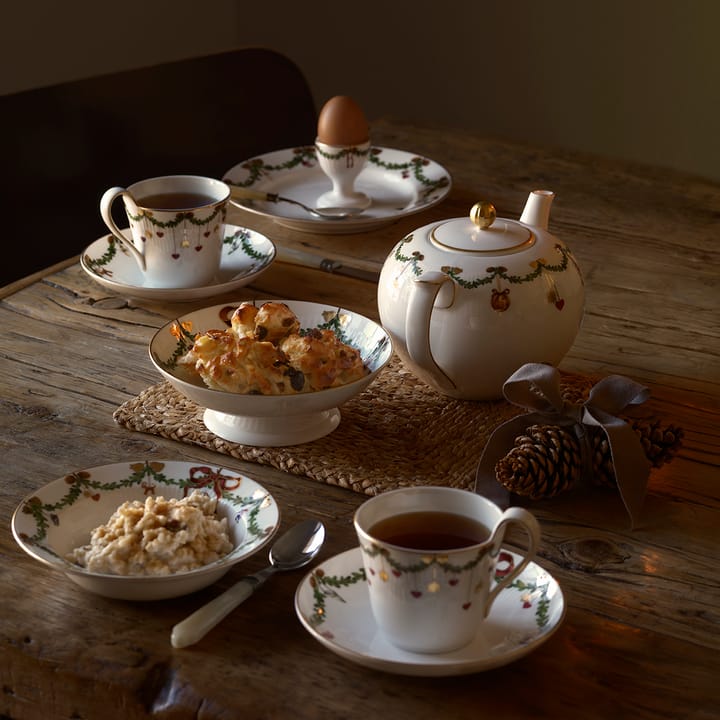 Star Fluted Christmas cup and saucer, 24 cl - high handle Royal Copenhagen