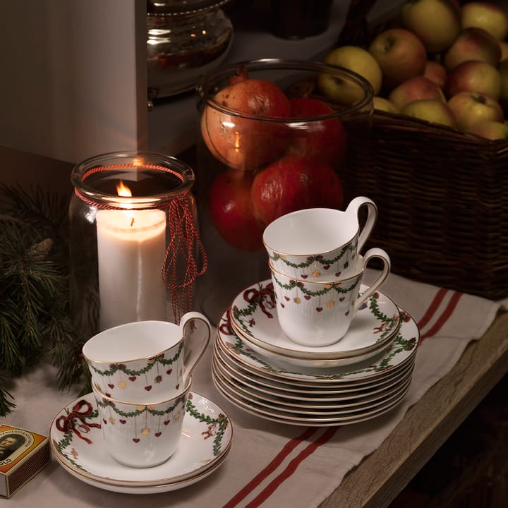 Star Fluted Christmas cup and saucer, 24 cl - high handle Royal Copenhagen