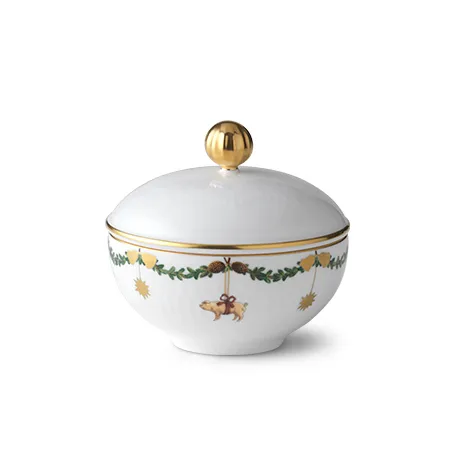 Star Fluted Christmas sugar bowl with lid, 15 cl Royal Copenhagen