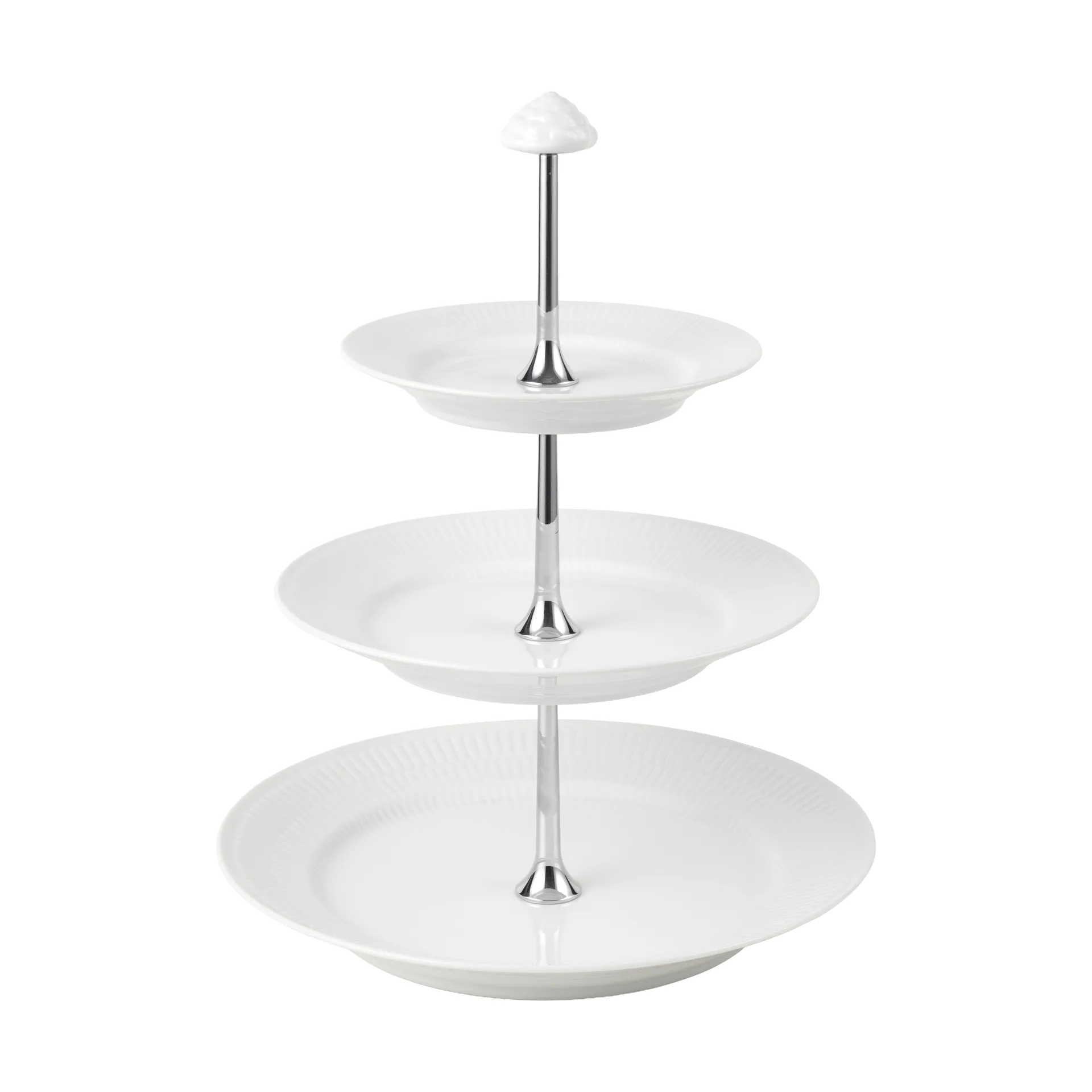 White Fluted dish with 3 tiers, White Royal Copenhagen