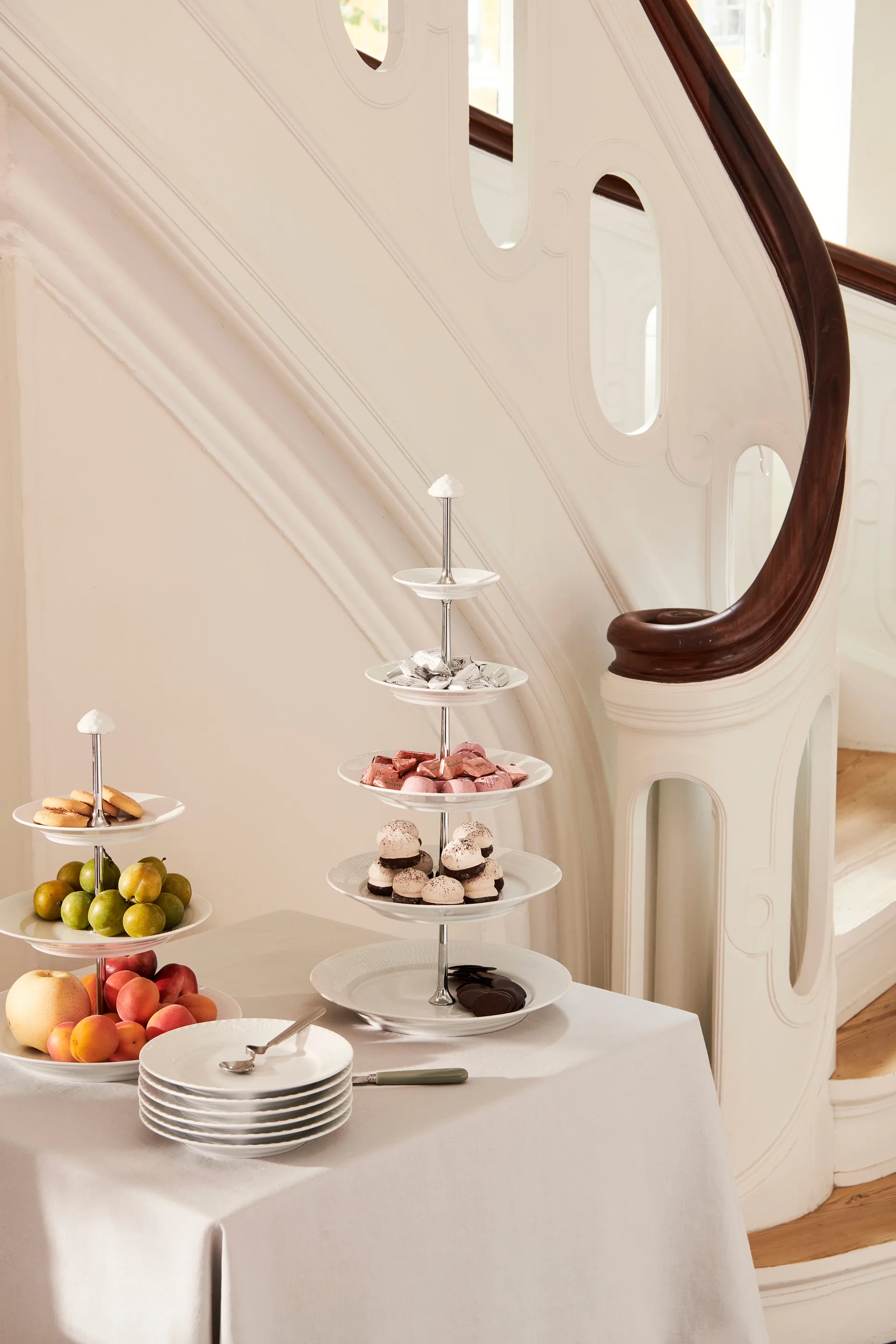 White Fluted dish with 5 tiers, White Royal Copenhagen