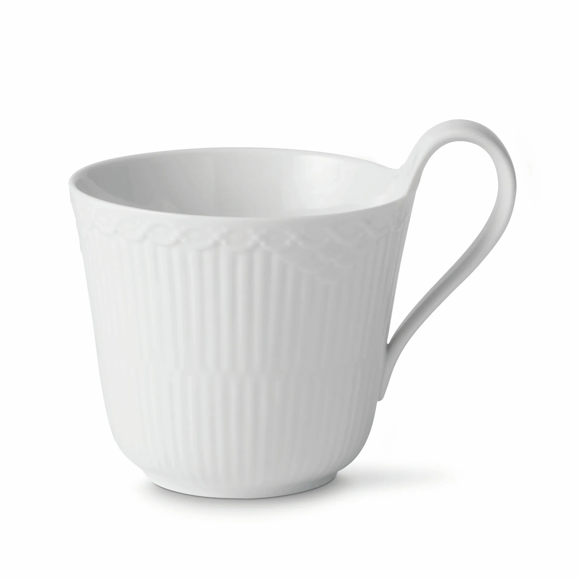 White Fluted Half Lace cup with hight handle, 33 cl Royal Copenhagen