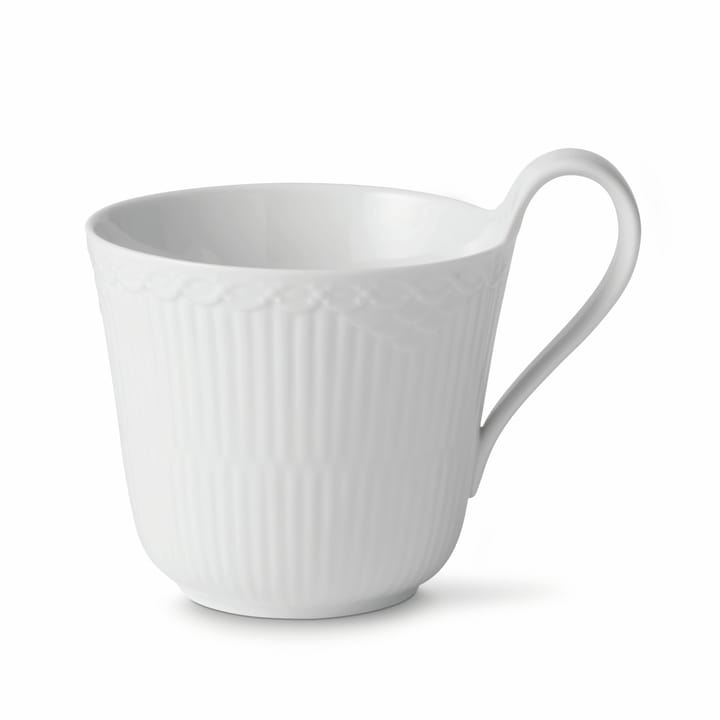 White Fluted Half Lace cup with hight handle - 33 cl - Royal Copenhagen