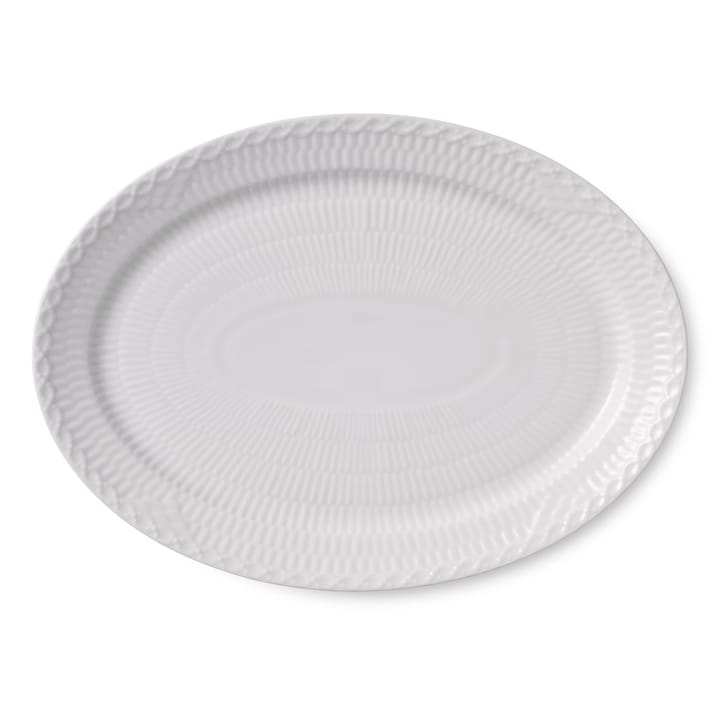 White Fluted Half Lace oval serving plate - 28 cm - Royal Copenhagen