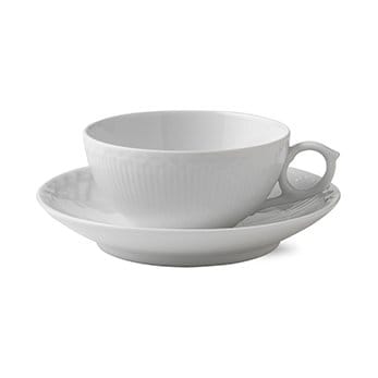 White Fluted Half Lace tea cup and saucer, 20 cl Royal Copenhagen