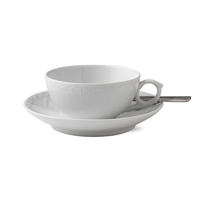 White Fluted Half Lace tea cup and saucer, 20 cl Royal Copenhagen
